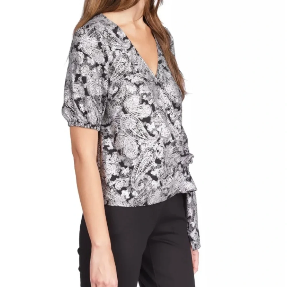 MICHAEL MICHAEL KORS Metallic Paisley Wrap Top - Picture 2 of 11